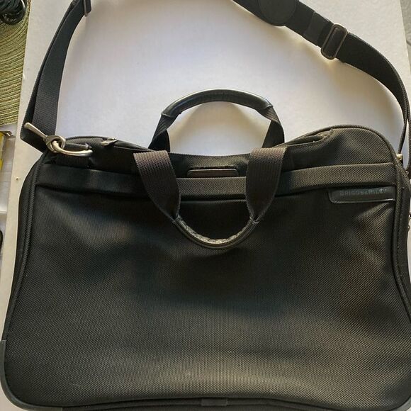 BRIGGS & RILEY Travelware Black Nylon Briefcase with Removable Shoulder Strap - Picture 1 of 14